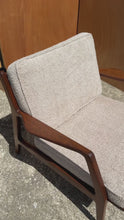 Load and play video in Gallery viewer, Danish Modern Model 596 Lounge Chair in Beech &amp; Bouclé by Lawrence Peabody and Ib Kofod Larsen for Selig, Denmark, c. 1950's
