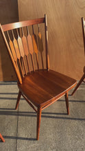 Load and play video in Gallery viewer, Set of Four (4) Mid-Century Modern Windsor "Centennial" Dining Side Chairs in Solid Walnut by Kipp Stewart for Drexel, USA, c. 1960's
