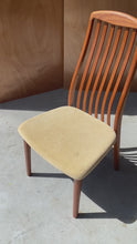 Load and play video in Gallery viewer, Danish Mid-Century Modern Ergonomic Contoured Side Dining Chair by Shou Andersen in Teak &amp; Original Oatmeal Fabric, Denmark, c. 1970s
