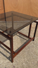 Load and play video in Gallery viewer, Rare Mid-Century Danish Modern Rosewood &amp; Smoked Glass End Table by Henning Nørgaard for Komfort of Denmark, c. 1960's
