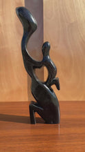 Load and play video in Gallery viewer, Mid-Century Modern Abstract Mother &amp; Child Humanoid Sculpture Carved from Solid Mahogany, West Africa, c. 1970&#39;s

