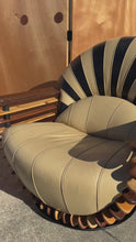 Load and play video in Gallery viewer, Rare Art Deco Organic Modern "Luxor" Armchair / Lounge Chair in Leather, Spruce &amp; Palmwood by Pacific Green, Australia, c. 2000s
