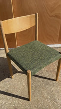 Load and play video in Gallery viewer, Restored Mid-Century Danish Modern Side / Dining Chair in Oak &amp; Green Tweed by Poul Volther for Frem Røjle, Denmark, c. 1970s
