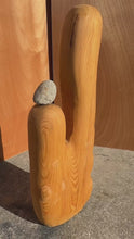 Load and play video in Gallery viewer, 2-Piece Organic Modern Abstract Freestanding Sculpture in Solid Cypress &amp; Stone by Mark Leblanc for Leblanc Studios, USA, c. 2020s
