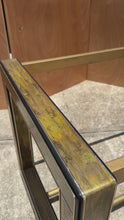 Load and play video in Gallery viewer, Mid-Century Modern Acid-Etched Brass Desk / Dining Table with Glass Top by Bernhard Rohne for Mastercraft, USA, c. 1970s
