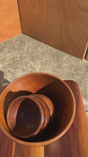 Load and play video in Gallery viewer, Set of Four ( 4 ) Mid-Century Organic Modern Wood-Turned Salad / Serving Bowls in Solid Burmese Teak, c. 1970's
