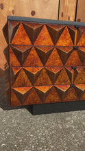 Load and play video in Gallery viewer, Rare Brutalist Space Age Sculptural Diamond Faced 8-Drawer Dresser / Sideboard w/ Leather Top, Italy, c. 1970s
