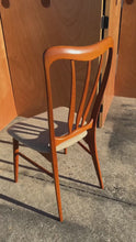 Load and play video in Gallery viewer, Single Danish Mid-Century Modern "Ingrid" Model Dining Chair in Teak &amp; Original Fabric by Niels Koefoed, Denmark, c. 1960s
