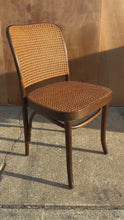 Load and play video in Gallery viewer, Single Patinaed Bentwood Prague Model 811 Side Chair by Josef Frank for Stendig w/ Original Cane Seat &amp; Back, Poland, c. 1960s
