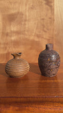 Load and play video in Gallery viewer, Set of Two (2) Miniature Vintage Ceramic Japanese Shigaraki Yaki Ikebana Flower Vases Vessels, Japan, c. 1960s
