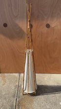 Load and play video in Gallery viewer, Mid-Century Modern Bohemian 5 ft. Teepee-Shaped Floor Lamp in Cotton Bamboo &amp; Rattan by Louis Sognot, France, c. 1960s
