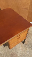 Load and play video in Gallery viewer, Mid-Century Modern Executive Desk in Oak &amp; Steel w/ Leather Top Attributed to Herbert Hirche for Holzäpfel, Germany, c. 1960s
