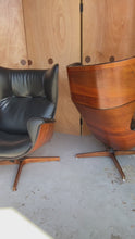 Load and play video in Gallery viewer, Set of Two (2) Rare MCM &quot;Mr. Chair&quot; Wingback Lounge Chairs w/ Matching Ottomans by George Mulhauser for Plycraft, USA, c. 1960s
