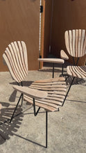 Load and play video in Gallery viewer, Set of Four (4) Restored Mid-Century Modern Wrought Iron &amp; Birch Chairs by Arthur Umanoff, USA, c. 1960s
