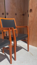 Load and play video in Gallery viewer, Set of Four (4) Mid-Century Modern Dining Chairs in Teak &amp; Naugahyde by Svegards Markaryd, Sweden, c. 1960&#39;s
