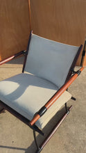 Load and play video in Gallery viewer, Rare Pair (2) of Restored Stokke "Stick" Chairs in Suede &amp; Rosewood by Jens H. Quistgaard for Nissen Langaa, Denmark, c. 1960s

