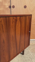 Load and play video in Gallery viewer, Mid-Century Danish Modern Wood Credenza / Cabinet w/ Tambour Door by Marius Byrialsen for Nipu Møbelfabrik, Denmark, c. 1960s
