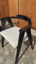 Load and play video in Gallery viewer, Set of Four (4) Bespoke Compass Dining Chairs in the Manner of Alan Gould for Knoll in Bouclé Upholstery, USA, c. 1950's
