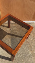 Load and play video in Gallery viewer, Set of Two (2) Mid-Century Danish Modern End Tables in Teak &amp; Smoked Glass by Kristiansen Thomassen, Denmark, c. 1970s
