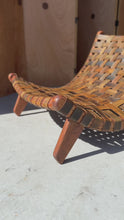 Load and play video in Gallery viewer, Rare Oversized Scoop Lounge Chair in Solid Douglasg Fir and Leather After José Zanine Caldas &quot;Linha Z&quot; for Mòveis Artísticos Z, 1950s
