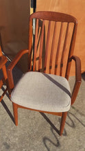 Load and play video in Gallery viewer, Set of Six (6) Danish Modern Sculptural Dining Chairs in Teak &amp; New Fabric by Benny Linden for Benny Linden Designs, Thailand, c. 1970s
