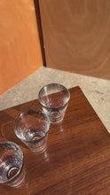 Load and play video in Gallery viewer, Mid-Century Modern 7-Pc Martini Cocktail Decanter Pitcher &amp; Glasses Set w/ Silver Fade by Dorothy Thorpe, USA, c. 1960s
