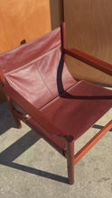 Load and play video in Gallery viewer, Mid-Century Modern "Roxinho" Sling Lounge Chair in Leather &amp; Teak by Michel Arnoult for Mobilia Cotemporânea, Argentina, c. 1970s
