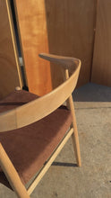 Load and play video in Gallery viewer, Rare Mid-Century Scandinavian Modern "Horn" Desk / Accent Armchair in Beech &amp; Suede by Folke Ohllson for DUX, Sweden, c. 1950s
