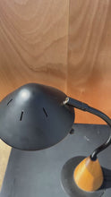 Load and play video in Gallery viewer, Mid-Century Post Modern Memphis-Style &#39;UFO&#39; Adjustable Halogen Table Desk Lamp w/ Oak Base, c. 1980s
