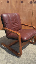 Load and play video in Gallery viewer, Set of Two (2) Scandinavian Modern Bentwood Lounge Chairs in the Manner of Ingmar Relling, Scandinavia, c. 1980s
