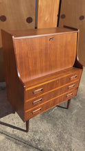 Load and play video in Gallery viewer, Rare Danish Mid-Century Modern Drop Down Secretary Desk in Walnut by Maurice Villency, Denmark, c. 1960s
