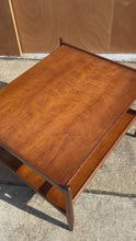 Load and play video in Gallery viewer, Set of Two (2) Mid-Century Modern 'Suncoast' End Tables in Walnut by Kipp Stewart and Stewart MacDougall for Drexel, USA, c. 1960s
