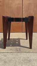 Load and play video in Gallery viewer, Mid-Century Modern Angular Footstool / Ottoman in Solid Teak &amp; Leather by Edmond J. Spence, USA, c. 1950s
