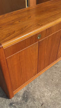 Load and play video in Gallery viewer, Elegant Mid-Century Danish Modern Cabinet / Sideboard / Credenza in Teak &amp; Brass by D-Scan, c. 1980's
