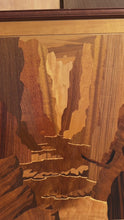 Load and play video in Gallery viewer, The &quot;Zion Narrows&quot; by Hudson River Inlay - Framed Wood Marquetry Art in Walnut, Maple &amp; Mytrlewood, USA, c. 1990&#39;s
