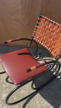 Load and play video in Gallery viewer, Mid-Century Italian Modern Brutalist Industrial Tubular Rocking Chair in Leather &amp; Metal in the Manner of Thonet, USA, c. 1960s
