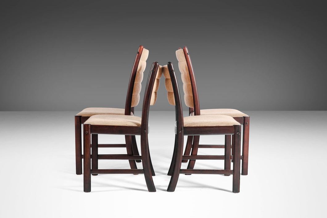 A Set of Four (4) Danish Modern Dining Chairs in Afromosia and Original Knit Fabric, c. 1970s-ABT Modern