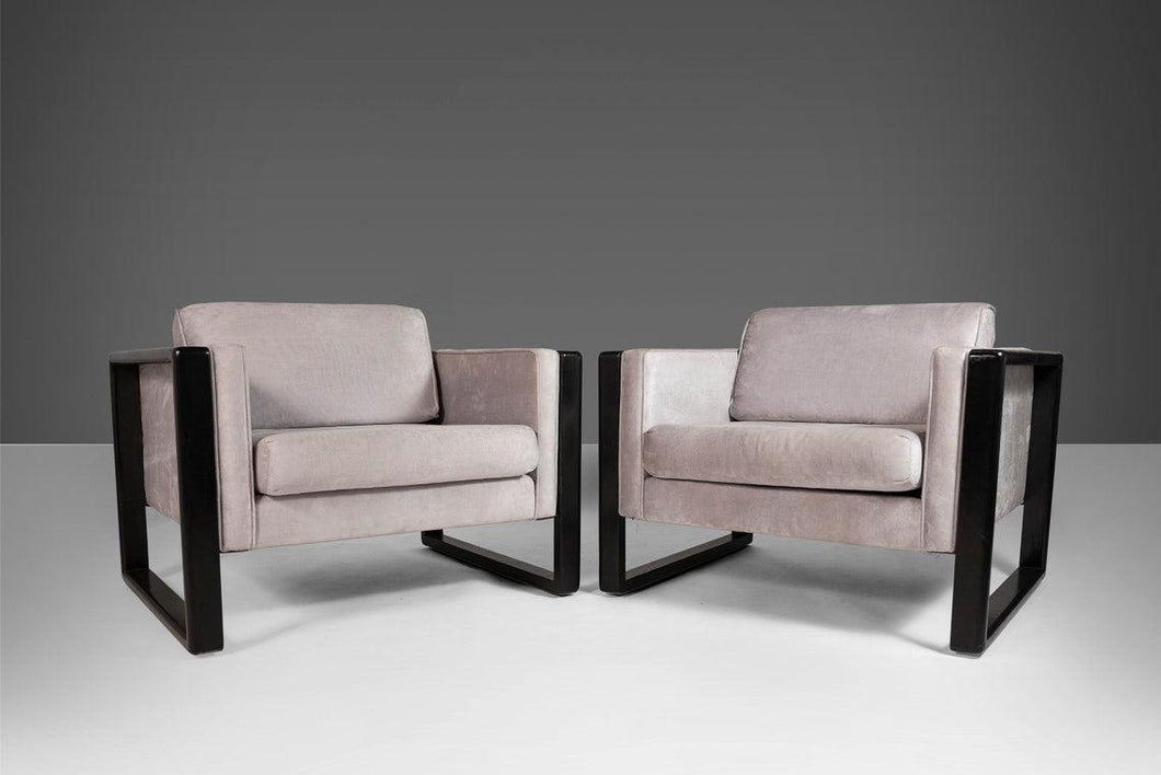 A Set of Two (2) Ebonized Cube Club Chairs Attributed to Walter Knoll, c. 1960-ABT Modern
