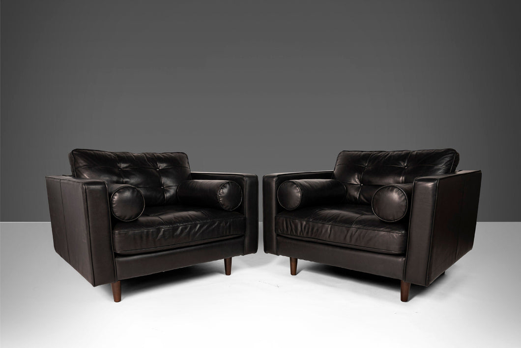 A Set of Two (2) Tufted Club Chairs in the Manner of Walter Knoll for Brayton International in Durable Vegan Leather-ABT Modern