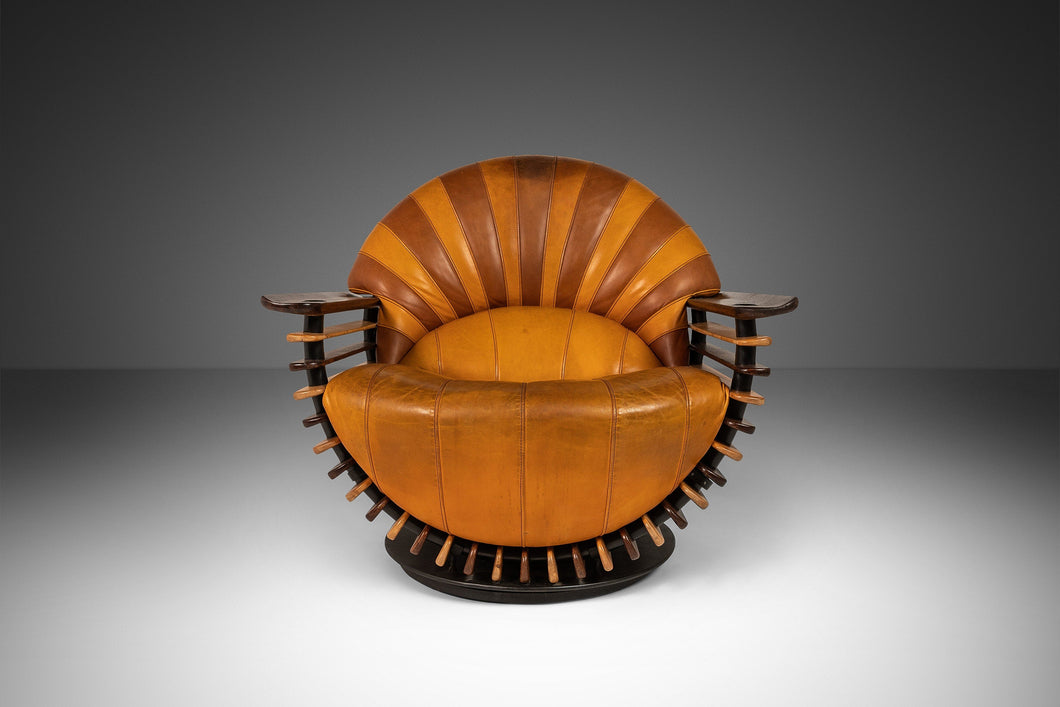 Art Deco Style Luxor Armchair / Lounge Chair by Pacific Green in Patinaed Leather, Australia, c. 2000s-ABT Modern