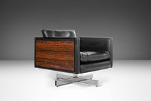 Load image into Gallery viewer, Bespoke Club Chairs with Rosewood Stylized Sides Set on Chrome Bases After Milo Baughman, c. 1960s-ABT Modern
