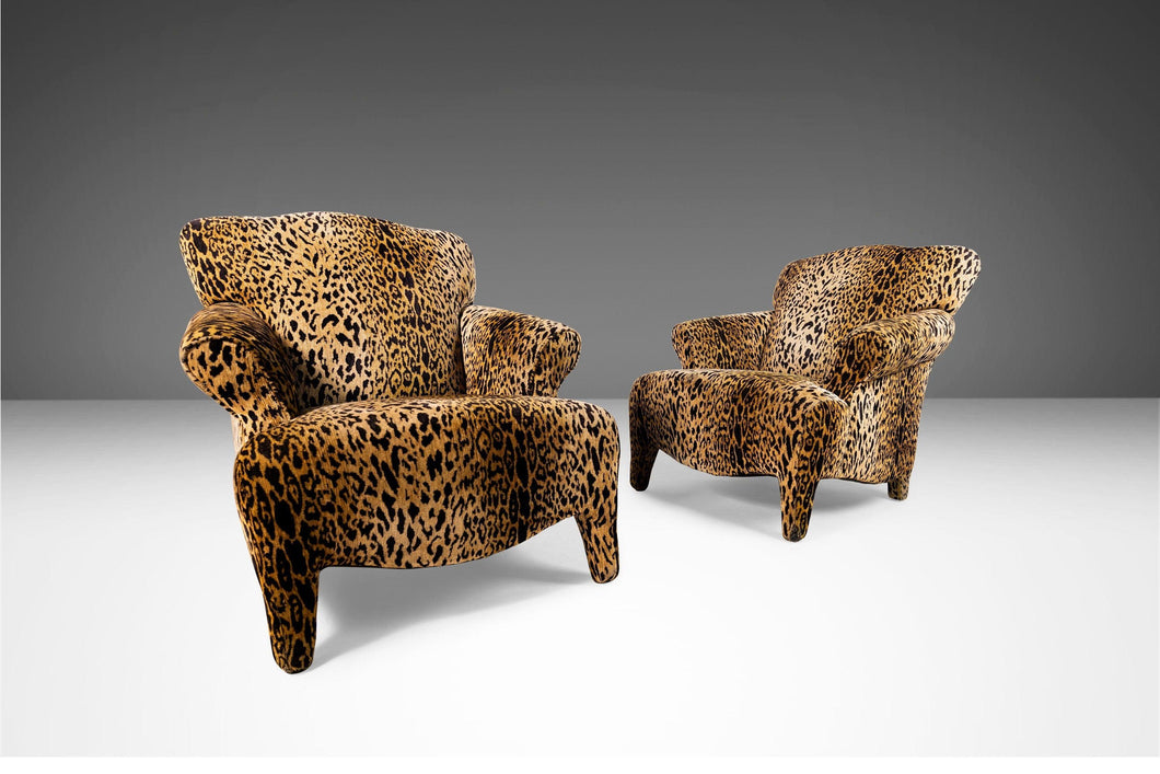 Bespoke Set of Two (2) Luscious Leopard-Print Lounge Chairs, USA, c. 1980s-ABT Modern