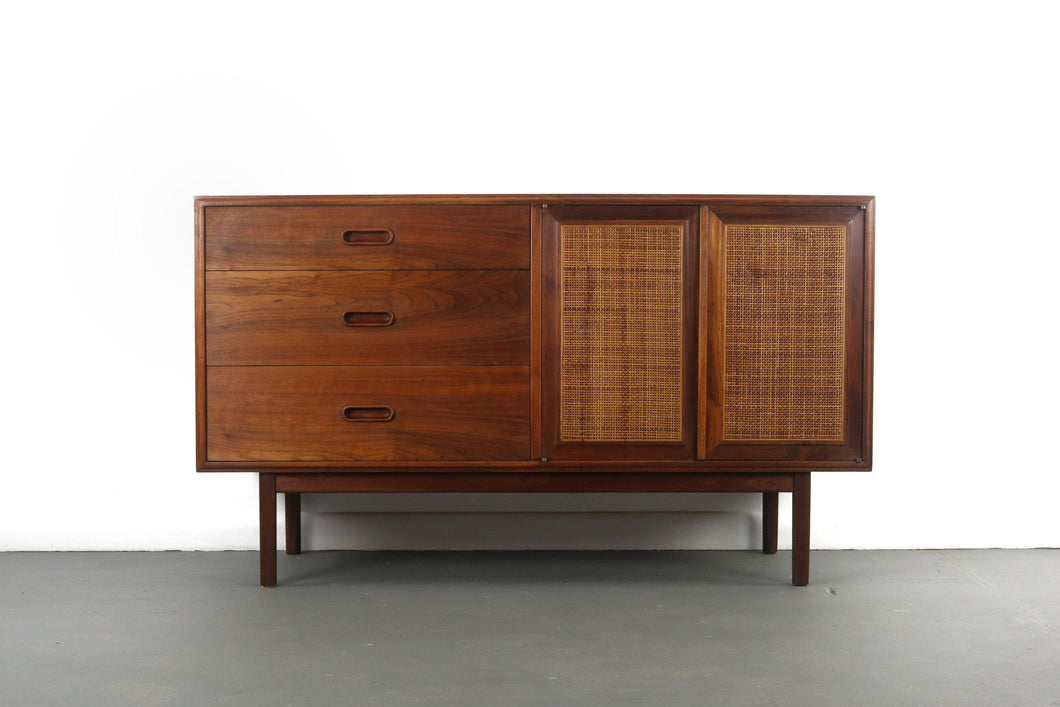 Cane Front Credenza / Buffet By Jack Cartwright for Founders in Walnut-ABT Modern
