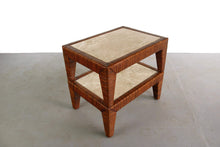 Load image into Gallery viewer, Cane Wrapped Rattan End Tables with Travertine Tops, A Set of 2-ABT Modern
