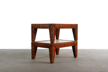 Load image into Gallery viewer, Cane Wrapped Rattan End Tables with Travertine Tops, A Set of 2-ABT Modern
