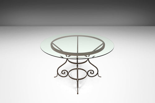 Charleston Forge 'Etrusche' Iron Glass Top Dining Table, USA-ABT Modern