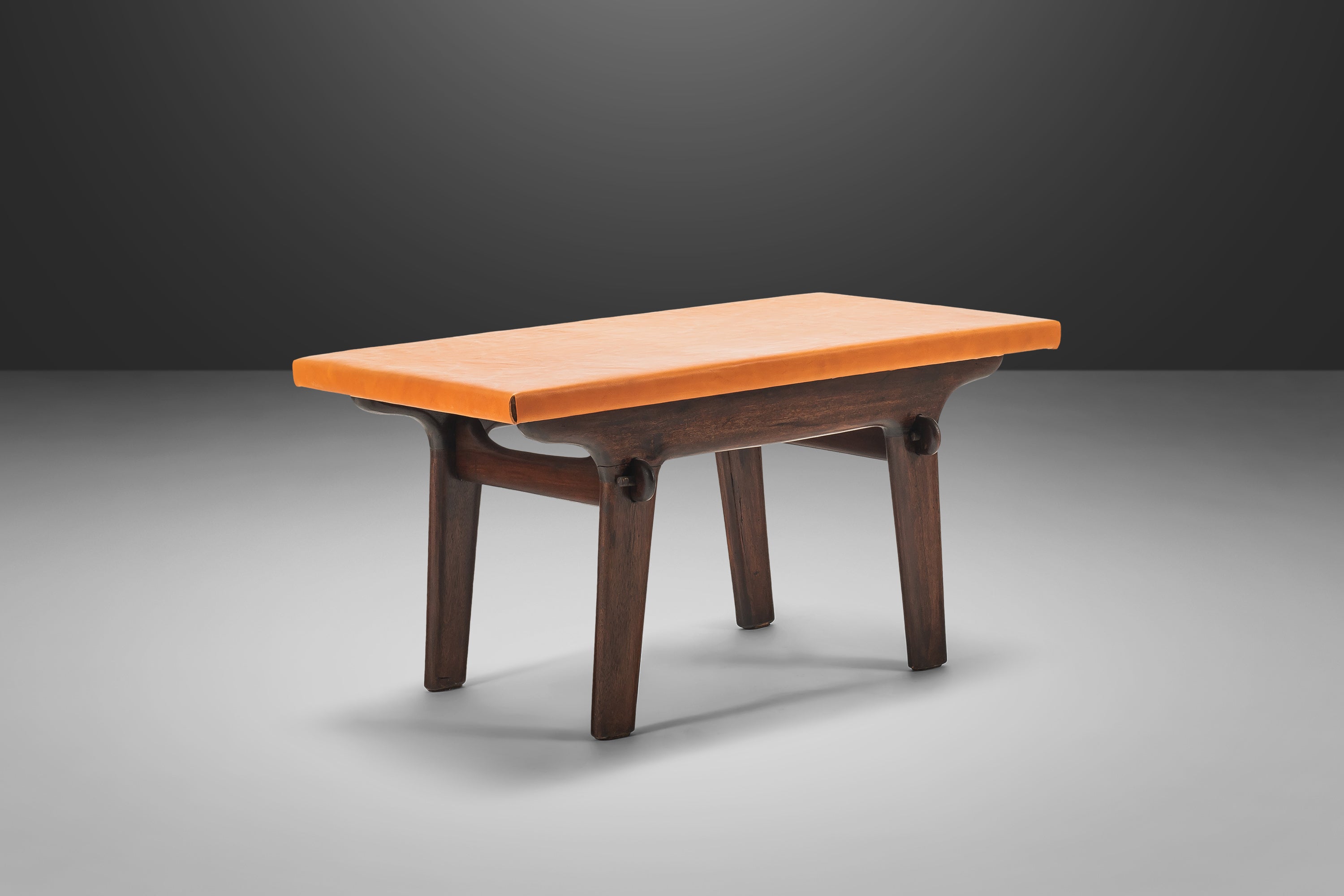 Coffee Table / Side Table by Angel Pazmino in Fruitwood and Cognac Lea