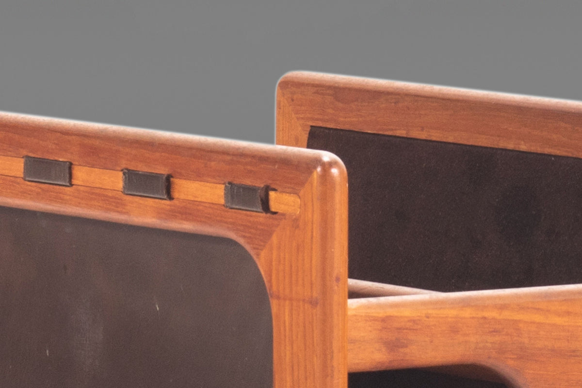 Danish MCM Magazine Rack in Teak & Leather by Salin Møbler, Denmark, c