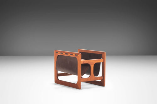 Danish MCM Magazine Rack in Teak & Leather by Salin Møbler, Denmark, c. 1960's-ABT Modern