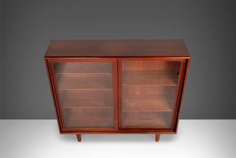 Danish Modern Glass Front Bookcase Display Cabinet by Harry Ostergaa